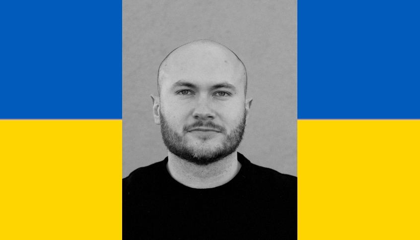 Bild von Dmytro auf ukrainischer Flagge